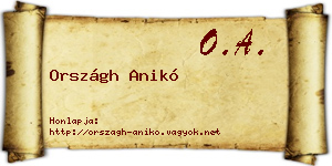 Országh Anikó névjegykártya